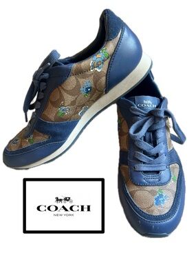 Coach Blue REBECCA Floral Signature Sneakers - EXCELLENT CONDITION